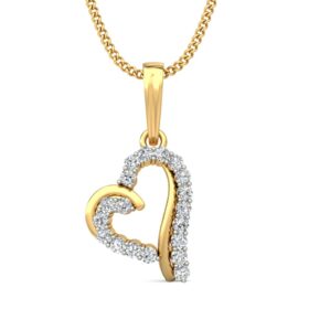 Beautiful Heart Pendants 0.19 Ct Diamond Solid 14K Gold