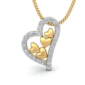 Bold Diamond Heart Pendants 0.26 Ct Diamond Solid 14K Gold