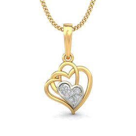 Brilliant Gold Heart Necklace 0.09 Ct Diamond Solid 14K Gold
