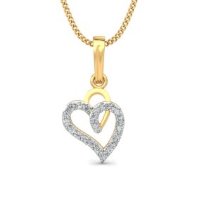 Casual Heart Necklace 0.09 Ct Diamond Solid 14K Gold