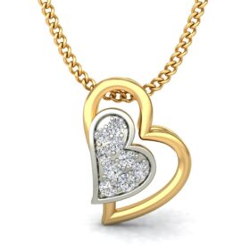 Stylish Heart Necklace 0.09 Ct Diamond Solid 14K Gold