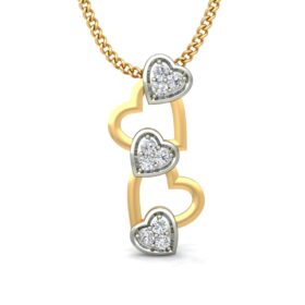 Stunning Heart Pendants 0.09 Ct Diamond Solid 14K Gold