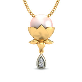Adorable Religious Pearl Diamond Pendant 0.02 Ct Diamond Solid 14K Gold