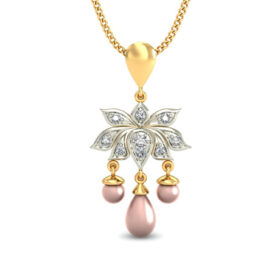 Bold Religious Pearl Diamond Pendant 0.09 Ct Diamond Solid 14K Gold