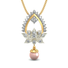 Brilliant Religious Pearl Diamond Pendant 0.3 Ct Diamond Solid 14K Gold