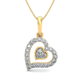 Timeless Diamond Heart Pendants 0.24 Ct Diamond Solid 14K Gold
