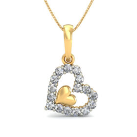 Stunning Heart Necklace 0.16 Ct Diamond Solid 14K Gold
