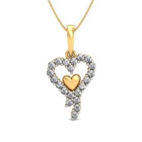 Shimmering Diamond Heart Pendants 0.21 Ct Diamond Solid 14K Gold