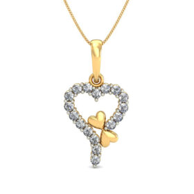 Adorable Heart Necklace 0.17 Ct Diamond Solid 14K Gold