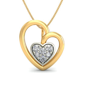 Beautiful Heart Pendants 0.06 Ct Diamond Solid 14K Gold