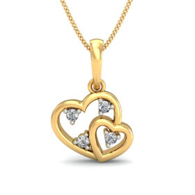Brilliant Gold Heart Necklace 0.04 Ct Diamond Solid 14K Gold