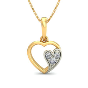 Casual Heart Necklace 0.04 Ct Diamond Solid 14K Gold