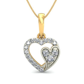 Charming Heart Pendants 0.17 Ct Diamond Solid 14K Gold