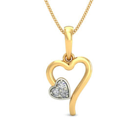 Dramatic Heart Pendants 0.03 Ct Diamond Solid 14K Gold