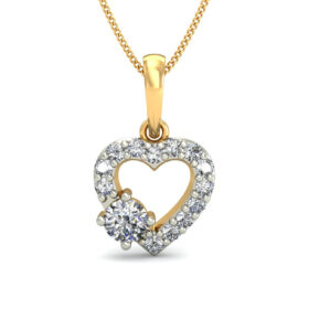 Elegant Diamond Heart Pendants 0.23 Ct Diamond Solid 14K Gold