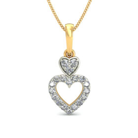 Graceful Heart Pendants 0.19 Ct Diamond Solid 14K Gold