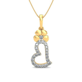 Glamarous Heart Necklace 0.43 Ct Diamond Solid 14K Gold