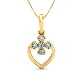 Flawless Diamond Heart Pendants 0.05 Ct Diamond Solid 14K Gold
