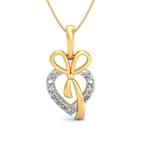 Exatic Heart Necklace 0.11 Ct Diamond Solid 14K Gold