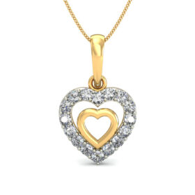 Lovely Heart Pendants 0.16 Ct Diamond Solid 14K Gold