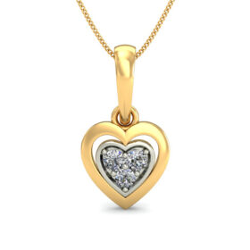 Unique Gold Heart Necklace 0.035 Ct Diamond Solid 14K Gold