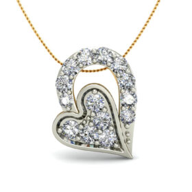 Sparking Gold Heart Necklace 0.14 Ct Diamond Solid 14K Gold
