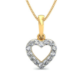 Shimmering Heart Necklace 0.14 Ct Diamond Solid 14K Gold