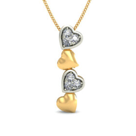 Innovative Heart Pendants 0.06 Ct Diamond Solid 14K Gold