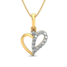 Adorable Diamond Heart Pendants 0.14 Ct Diamond Solid 14K Gold