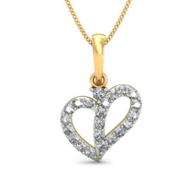 Beautiful Gold Heart Necklace 0.22 Ct Diamond Solid 14K Gold