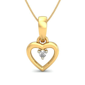 Bold Heart Necklace 0.02 Ct Diamond Solid 14K Gold
