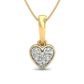 Brilliant Heart Necklace 0.06 Ct Diamond Solid 14K Gold