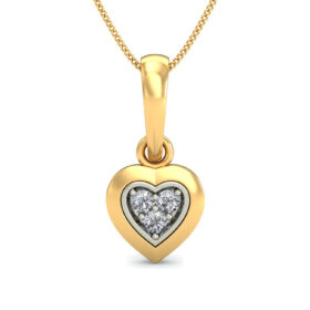 Sparking Heart Pendants 0.03 Ct Diamond Solid 14K Gold