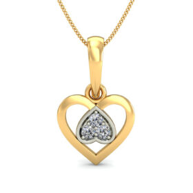 Shimmering Heart Pendants 0.03 Ct Diamond Solid 14K Gold