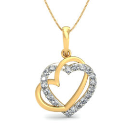 Adorable Heart Necklace 0.19 Ct Diamond Solid 14K Gold