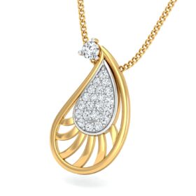 Elegant Fashion Pendant 0.22 Ct Diamond Solid 14K Gold