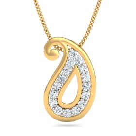 Glittering Gold Pendant Necklace 0.24 Ct Diamond Solid 14K Gold