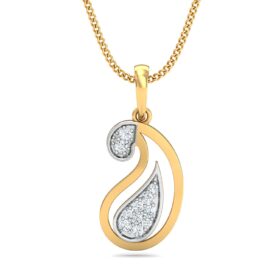 Floral Gold Pendant Necklace 0.11 Ct Diamond Solid 14K Gold