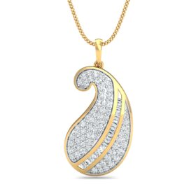 Lovely Gold Pendant Necklace 1 Ct Diamond Solid 14K Gold