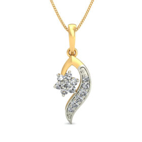 Bold Gold Pendant Necklace 0.13 Ct Diamond Solid 14K Gold