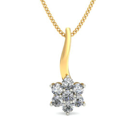 Brilliant Gold Pendant Necklace 0.07 Ct Diamond Solid 14K Gold