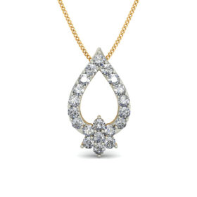 Casual Gold Pendant Necklace 0.2 Ct Diamond Solid 14K Gold