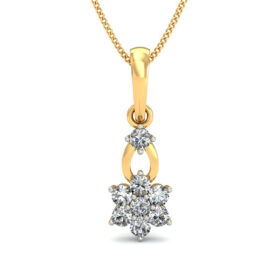 Charming Diamond Pendant Necklace 0.12 Ct Diamond Solid 14K Gold