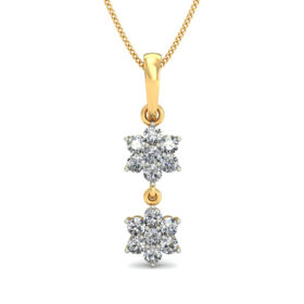 Contemporary Diamond Pendant Necklace 0.21 Ct Diamond Solid 14K Gold