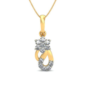 Designer Diamond Pendant Necklace 0.12 Ct Diamond Solid 14K Gold