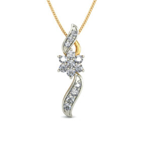 Handcrafted Diamond Pendant Necklace 0.16 Ct Diamond Solid 14K Gold