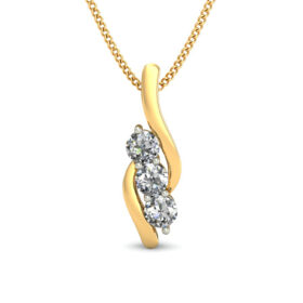 Unique Diamond Solitaire Pendant 0.3 Ct Diamond Solid 14K Gold