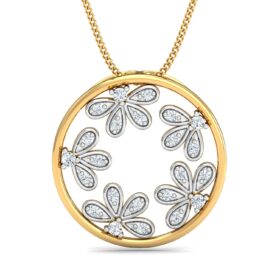 Dramatic Diamond Circle Pendant 0.23 Ct Diamond Solid 14K Gold