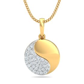 Lovely Diamond Circle Pendant 0.32 Ct Diamond Solid 14K Gold