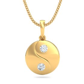 Precious Diamond Circle Pendant 0.1 Ct Diamond Solid 14K Gold